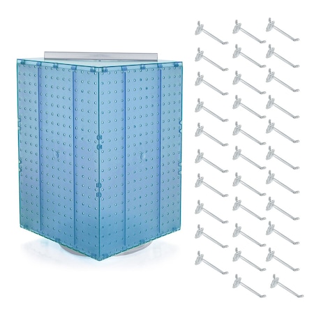 Azar Displays Four-Sided Revolving 14''W x 20''H Pegboard Counter Display w/ 32 4'' Hooks 701414-BLU-4C32